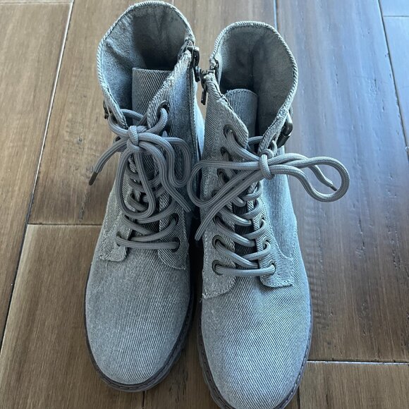Blowfish Malibu Raula Beige Tweed Combat Boots 7 - Picture 1 of 8